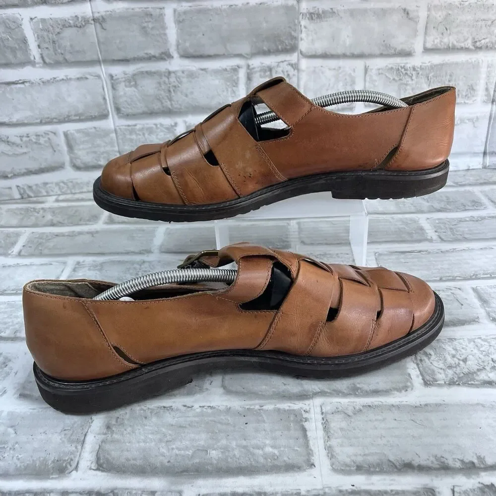 Giorgio Brutini Vintage Men's Size 12 D Brown Leather Fisherman Sandals Retro
